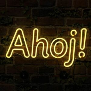 Ahoj! LED neonový nápis - ručně vyráběná světelná dekorace | Omineo