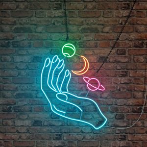 Hand and Planets - Neon LED Classic