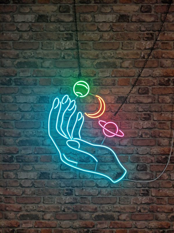 Hand and Planets - Neon LED Classic