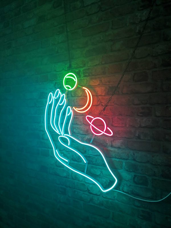 Hand and Planets - Neon LED Classic - Image 4