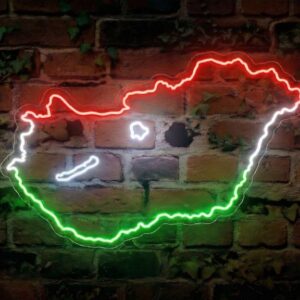 Magyarország térképe LED neon - nemzeti büszkeség trikolór színekben | Omineo