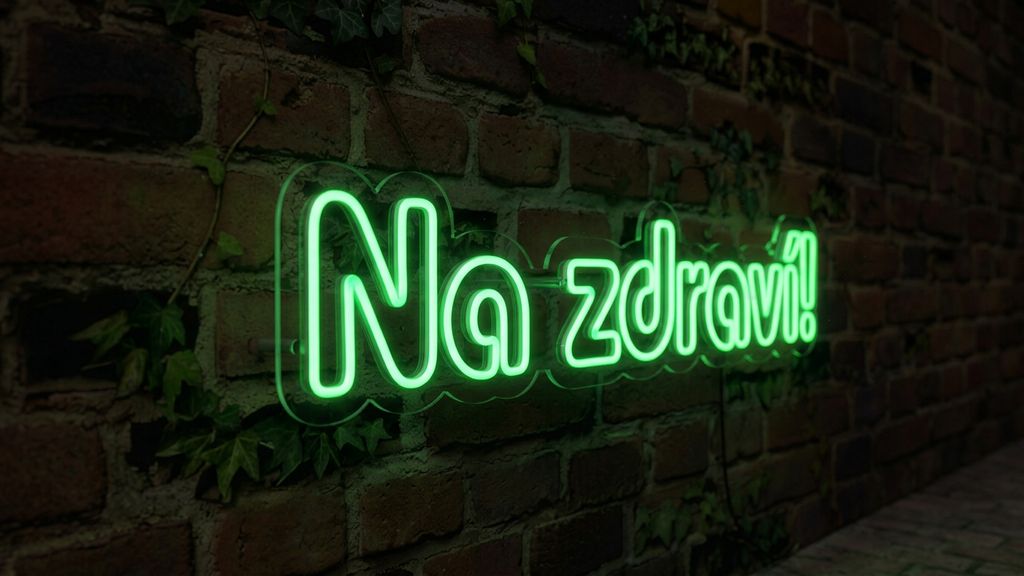 Na zdraví! LED neonový nápis - český přípitek jako světelná dekorace do baru | Omineo