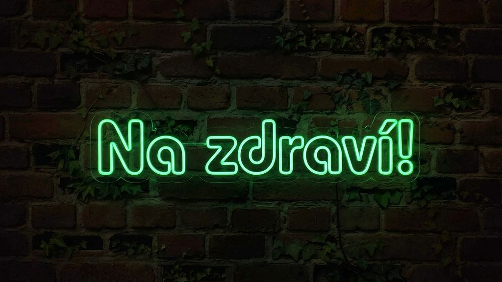 Na zdraví! LED neonový nápis - český přípitek jako světelná dekorace do baru | Omineo