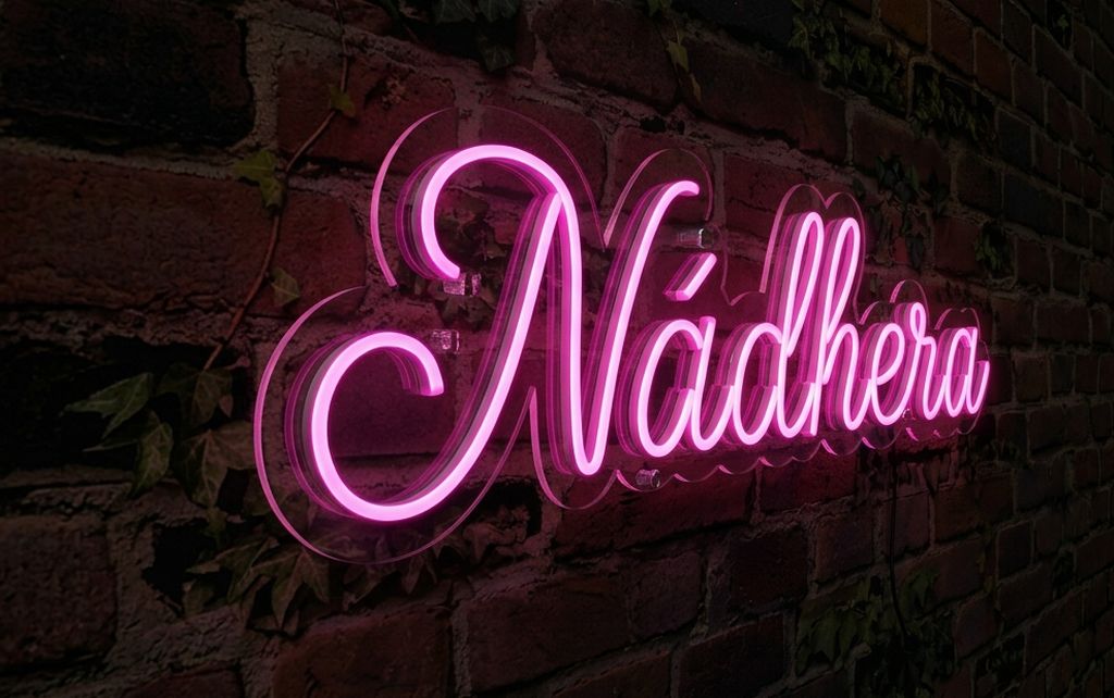 Nádhera LED neonový nápis - český výraz jako svítící dekorace na zeď | Omineo