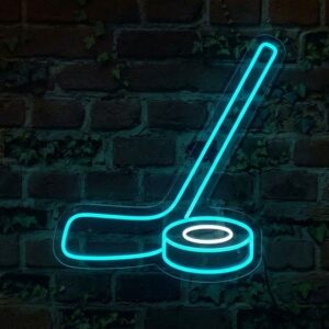 Hokejka a puk LED neon - sportovní svítící dekorace pro hokejové fanoušky | Omineo