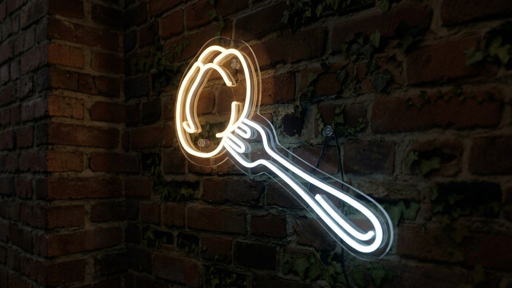 Knedlík na vidličce LED neon - tradiční české jídlo jako neonová dekorace | Omineo
