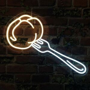 Knedlík na vidličce LED neon - tradiční české jídlo jako neonová dekorace | Omineo