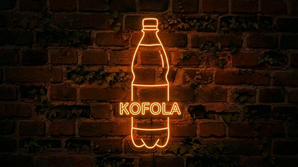 Láhev Kofoly LED neon - ikonický český nápoj jako neonová dekorace | Omineo
