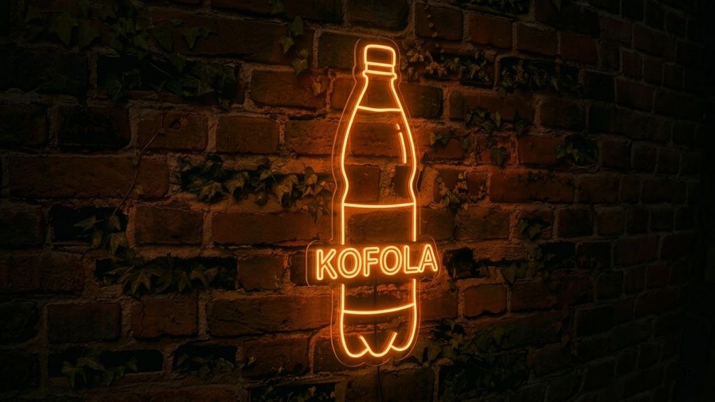 Láhev Kofoly LED neon - ikonický český nápoj jako neonová dekorace | Omineo