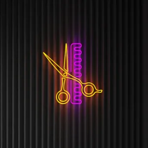 Comb and scissors - Neon LED Classic
