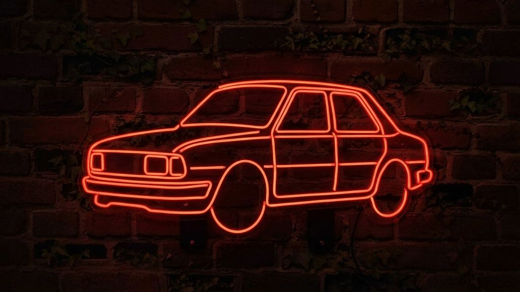 Škoda 105 LED neon - legendární české auto jako ručně vyráběná neonová dekorace | Omineo