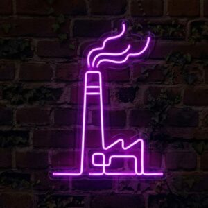 Tovární komín LED neon - industriální motiv jako svítící dekorace | Omineo